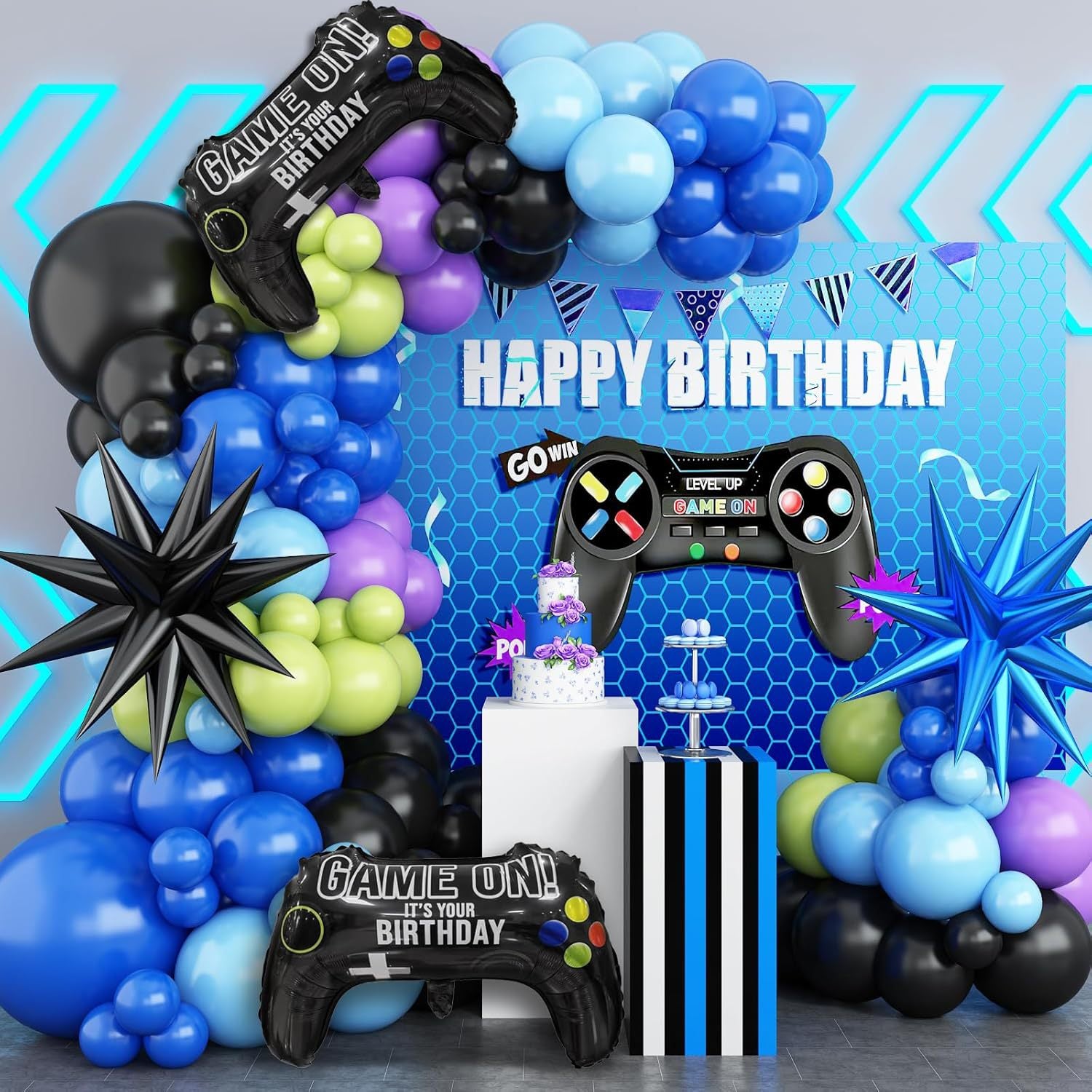Game On! DIY Balloon Arch Decoration Kit – Gamer Birthday Party Decor ...